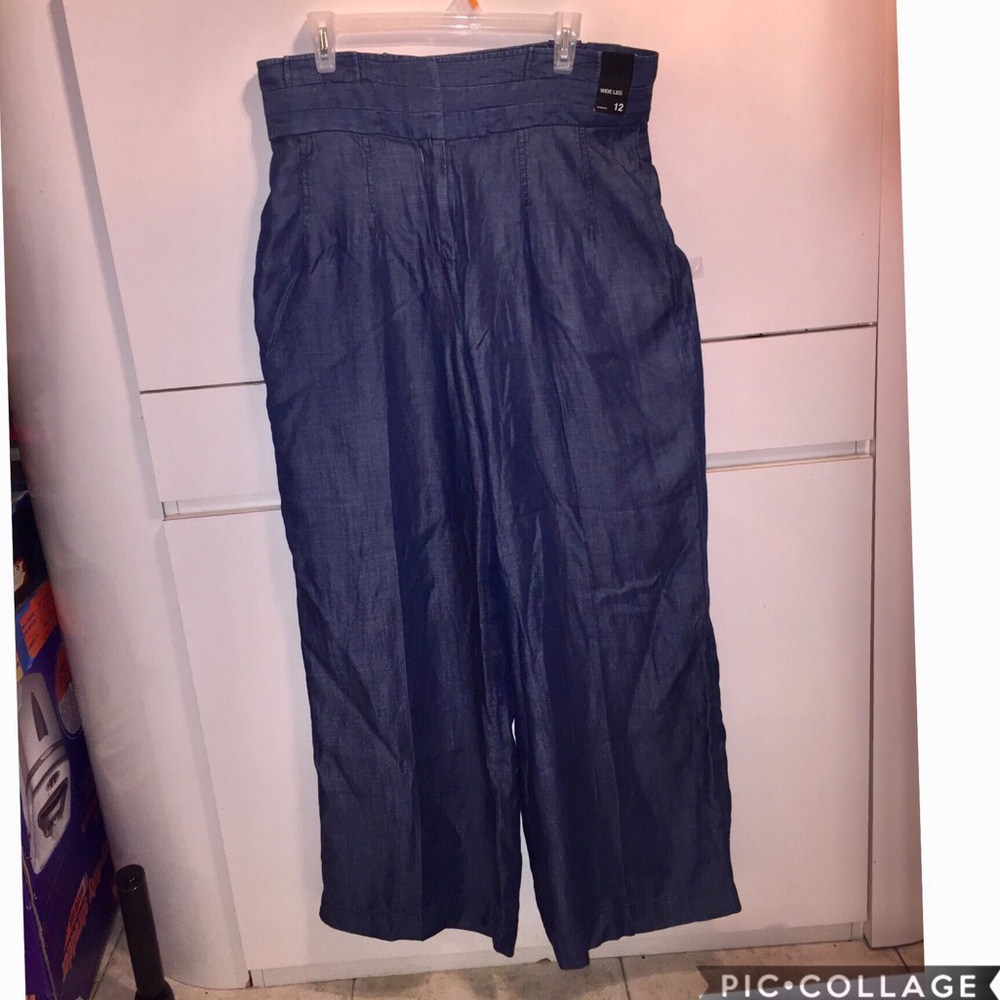 DENIM HIGH WAIST WIDE LEG PANTS - SIZE 12...NEW